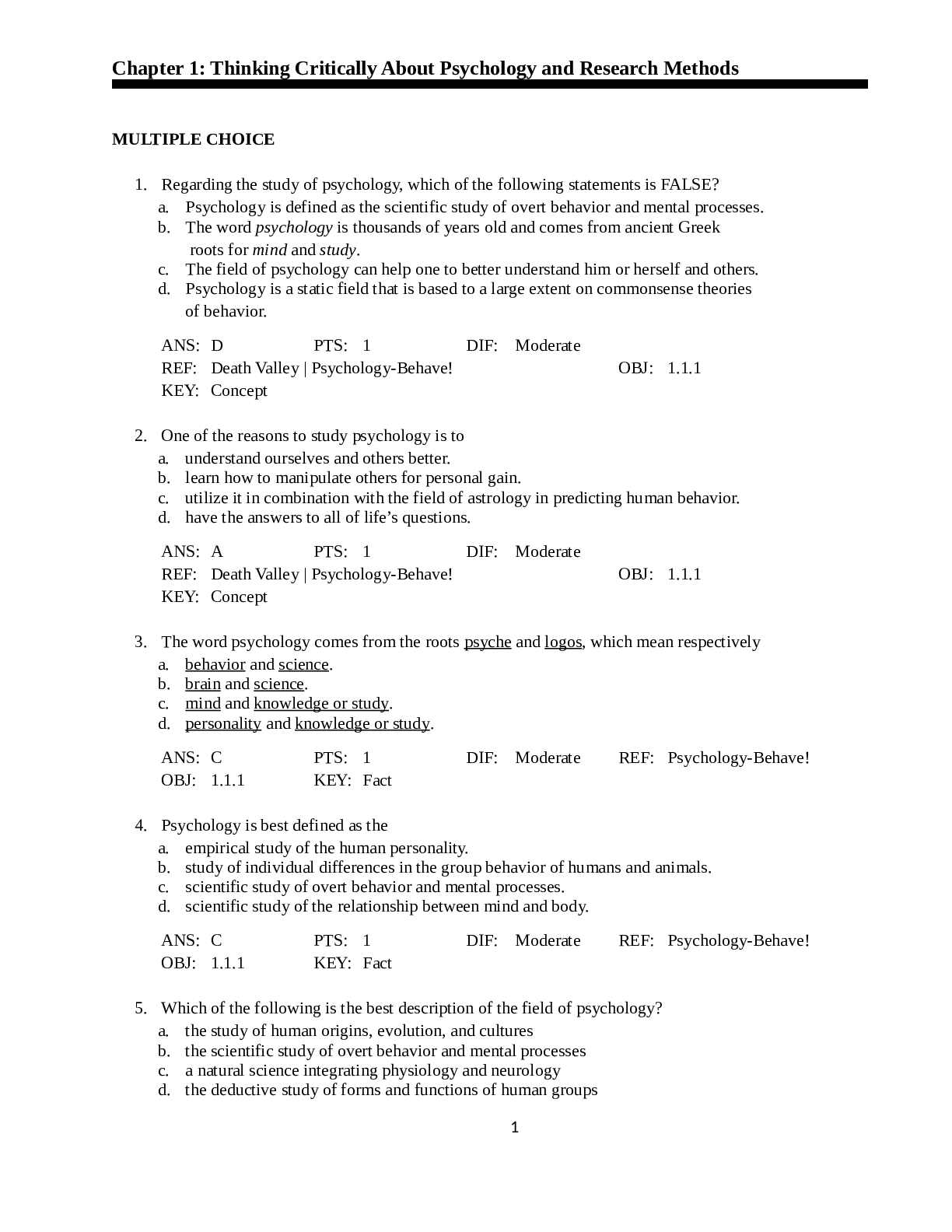 Preview image for Coon_Journey_5 edition question and answers TEST BANK